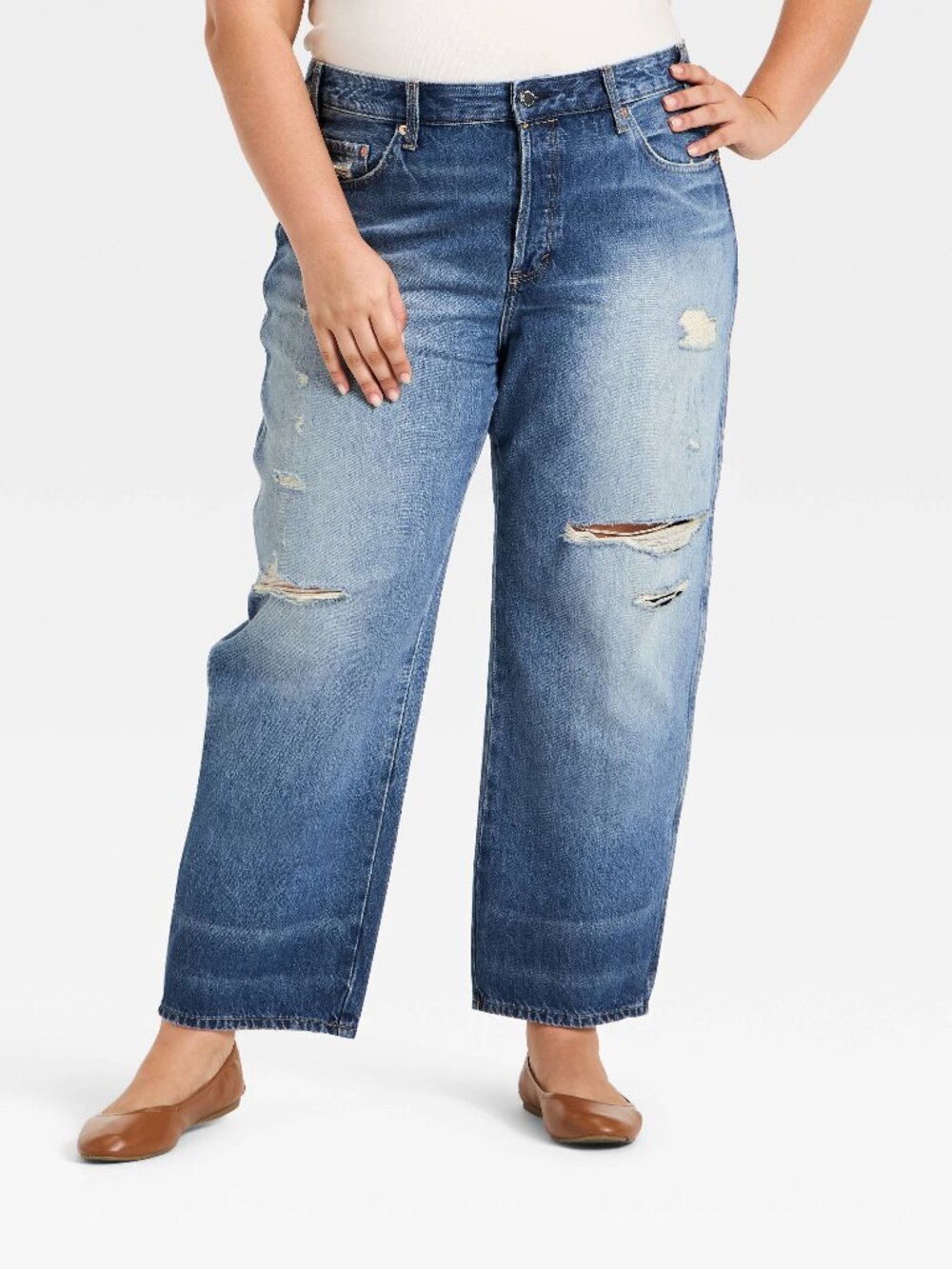 NWT Women's Universal Thread Size 22 Mid-Rise Boyfriend Distressed Denim Jeans